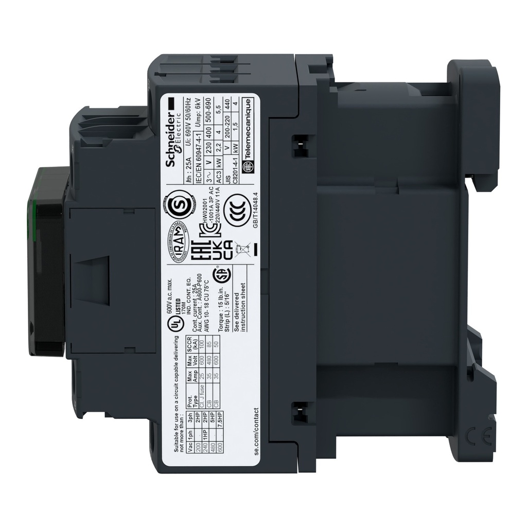 CONTACTOR.9A 3P 1NA+1NC 220VCA 50/60HZ