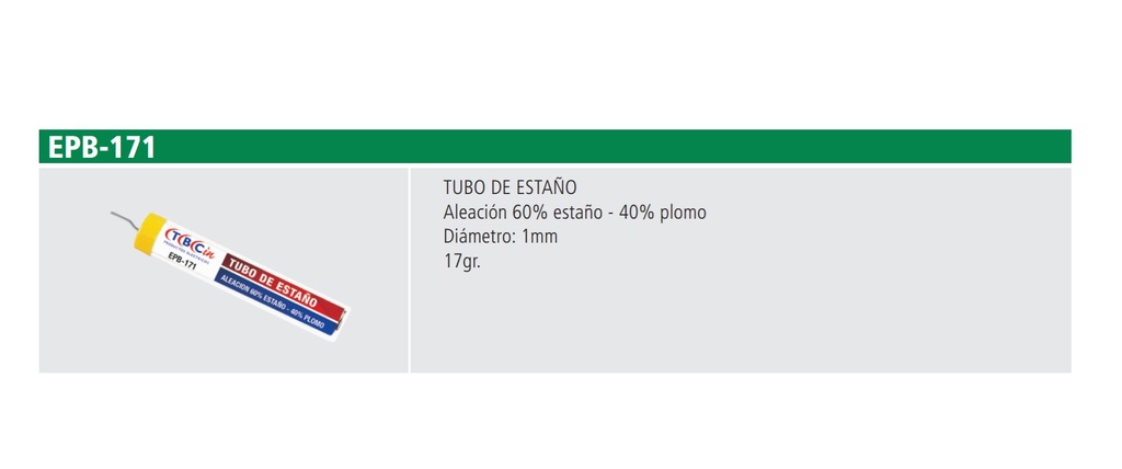 TUBO DE ESTAÑO - 17GR 1MM ALEACION 60% ESTAÑO 40% PLOMO