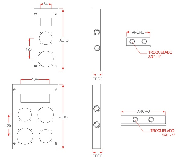 GABINETE P/TOMAS INDUSTRIALES 140X250X55 1-16A  1-32A