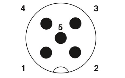 Macho de montaje incorporado para sensores/actuadores, 5 polos, M12, codificado A, montaje en paredes delanteras/montaje atornillado con rosca Pg9, posicionable, con hilo TPE de 0,5 m, 5 x 0,34 mm²
