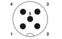 Macho de montaje incorporado para sensores/actuadores, 5 polos, M12, codificado A, montaje en paredes delanteras/montaje atornillado con rosca Pg9, posicionable, con hilo TPE de 0,5 m, 5 x 0,34 mm²