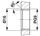 Macho de montaje incorporado para sensores/actuadores, 4 polos, M12, codificado A, montaje en paredes delanteras/montaje atornillado con rosca Pg9, posicionable, con hilo TPE de 0,5 m, 4 x 0,34 mm²