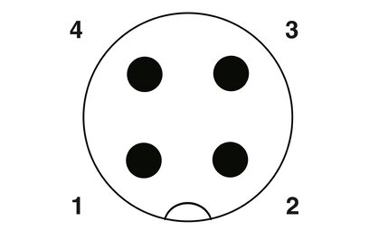 Macho de montaje incorporado para sensores/actuadores, 4 polos, M12, codificado A, montaje en paredes delanteras/montaje atornillado con rosca Pg9, posicionable, con hilo TPE de 0,5 m, 4 x 0,34 mm²