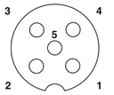 Hembra de montaje incorporado para sensores/actuadores, 5 polos, M12, codificada A, montaje en paredes posteriores/montaje atornillado, con rosca M12, protegida contra torsión, con conexión por soldadura recta