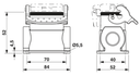 Carcasa zócalo, con brida longitudinal, altura 52 mm, con prensaestopas, 1x Pg16, con tapa protectora