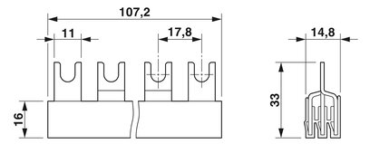 Puente para cableado para módulos con paso de conexión de 17,5 mm, trifásico, de 6 polos