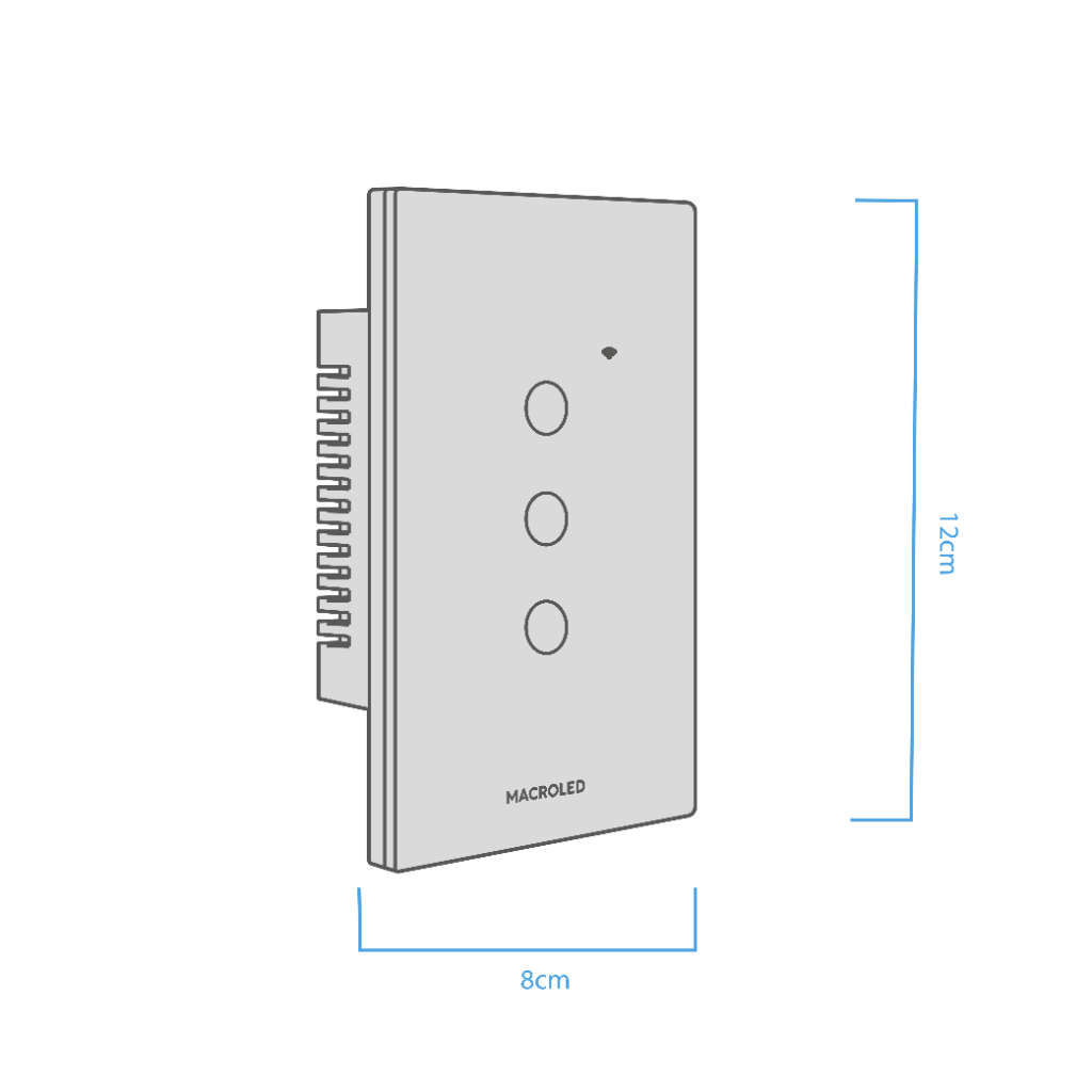 TECLA SMART BLANCO MACROLED 3 CANALES AC100-240V MAX 10A CON CAPACITOR