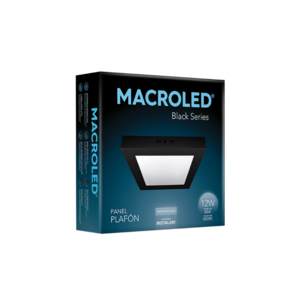 PANEL PLAFON CUADRADO NEGRO MACROLED 12W AC85-265V FRIO 6000K