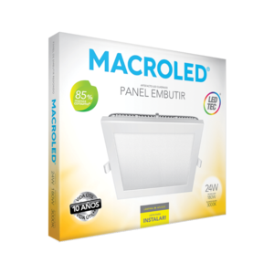 PANEL FLAT CUADRADO MACROLED 24W AC85-265V CALIDO 3000K