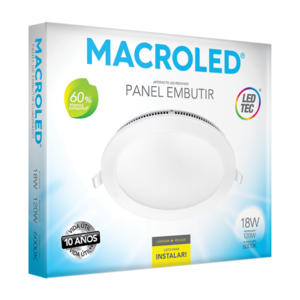 PANEL FLAT CIRCULAR MACROLED 18W AC85-265V FRIO 6000K