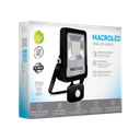 REFLECTOR LED CON SENSOR DE MOVIMIENTO MACROLED 20W AC100-240V FRIO 6500K
