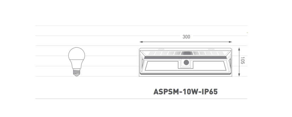 Aplique solar 10w c/ sensor de movimiento IP65 Macroled frio