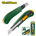 Cutter de hoja desmontable - Tamaño de la hoja: 18mm x 100mm - Longitud: 153mm - Con pulsador plano
