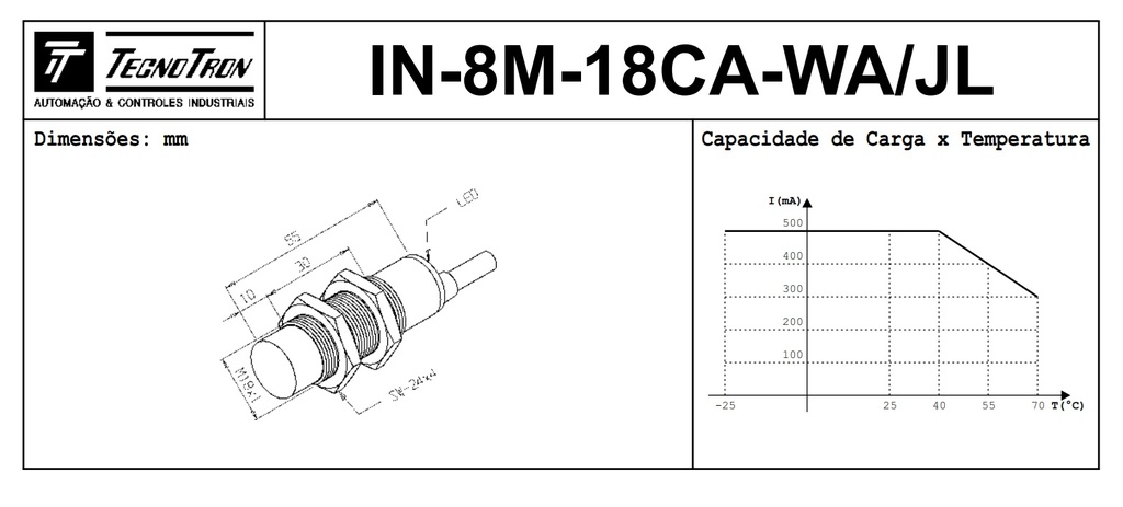 Sensor inductivo IN-8M-18CA-WA/JL