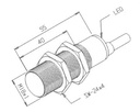 Sensor inductivo NPN Diam.18 Distancia 5mm 10-30VDC c/cable