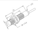 Sensor inductivo NPN Diam.12 Distancia 2mm 10-30VDC c/cable