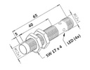 Sensor inductivo NPN Diam.12 Distancia 4mm 10-30VDC c/conector