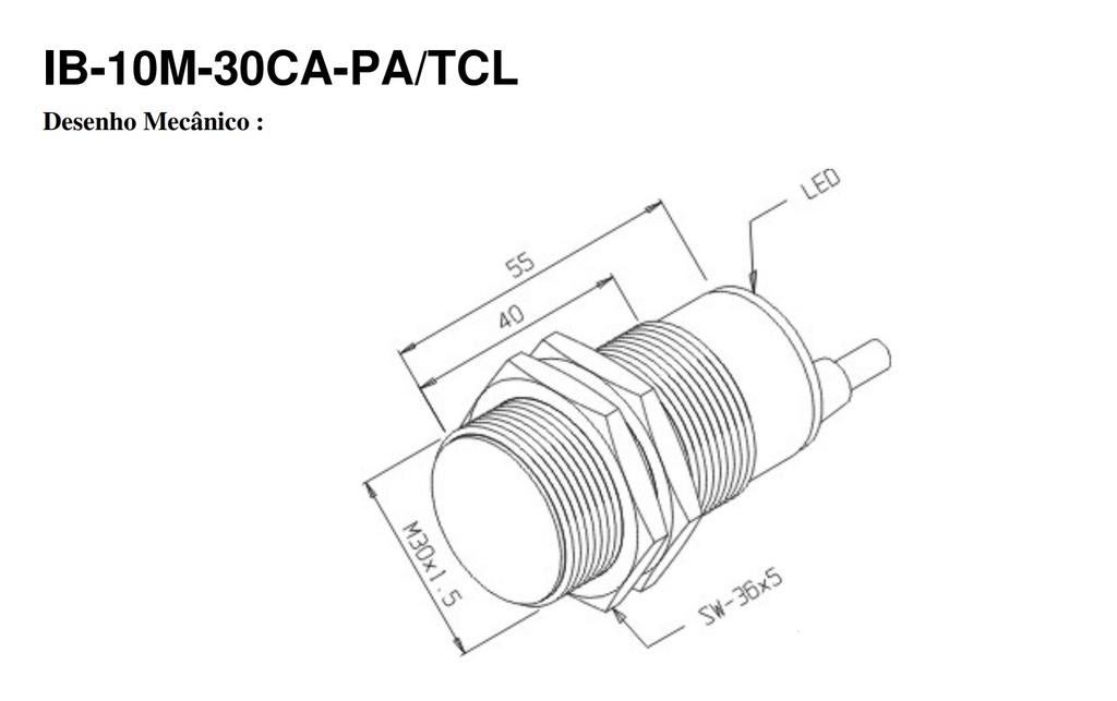 Sensor inductivo IB-10M-30CA-PA/TCL