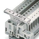 Marcador de regletas de bornes, para la señalización de regletas, altura ajustable, emplear con los soportes finales E/UK, E/NS 35 N, o CLIPFIX 35, superficie útil: 44 x 7 mm