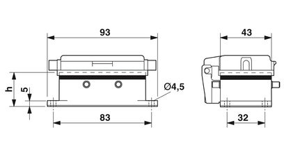 Carcasa empotrada HEAVYCON B10, para bloqueo transversal, altura 29 mm, con tapa de plástico, con junta plana