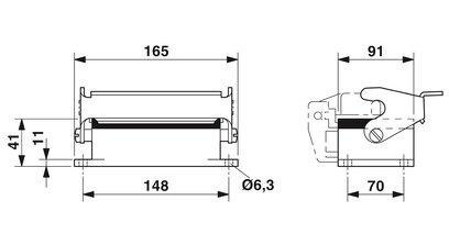 Carcasa empotrada HEAVYCON B48, con bloqueo longitudinal, altura 41 mm, con junta plana