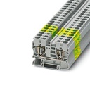 Borne de tierra para carril, tipo de conexión: Conexión por resorte, número de conexiones: 2, sección:0,2 mm² - 16 mm²,  AWG: 24 - 6, anchura: 10,2 mm, color: amarillo-verde, clase de montaje: NS 35/7,5, NS 35/15