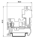Borne de paso, tensión nominal: 500 V, corriente nominal: 24 A, tipo de conexión: Conexión por resorte / conexión enchufable, número de conexiones: 2, sección:0,08 mm² - 4 mm²,  AWG: 28 - 12, anchura: 5,2 mm, color: gris, clase de montaje: NS 35/7,5, NS 3