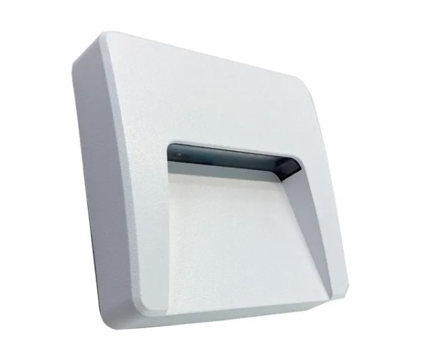 ARTEFACTO DE APLICAR EXTERIOR CUADRADO, COLOR BLANCO, UNIDIRECCIONAL, IP65, AC100-240V, 3W 100LM, RA>80, BLANCO CALIDO