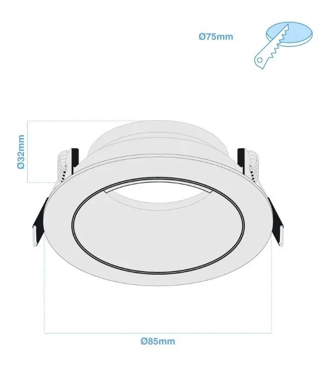 ARTEFACTO DE EMBUTIR REDONDO ANTIDESLUMBRANTE DICRO X1 MOVIL PVC BLANCO-BLANCO
