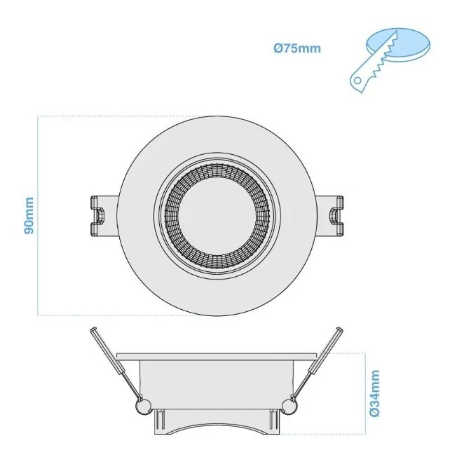 ARTEFACTO DE EMBUTIR REDONDO ANTIDESLUMBRANTE DICRO X1 MOVIL PVC BLANCO-BLANCO TEXTURADO