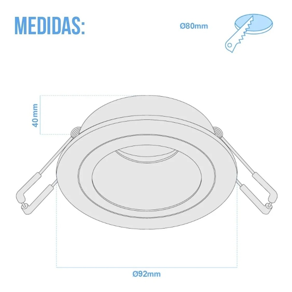 ARTEFACTO DE EMBUTIR REDONDO ANTIDESLUMBRANTE DICRO X1 FIJO ALUMINIO BLANCO-CROMO