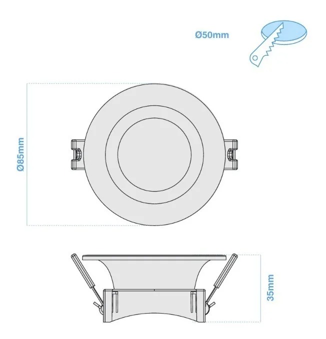 ARTEFACTO DE EMBUTIR REDONDO ANTIDESLUMBRANTE DICRO X1 FIJO RECTO PVC BLANCO