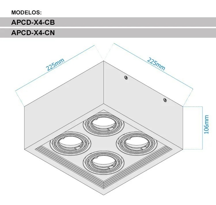 PLAFON CARDANICO DICRO X4 BLANCO