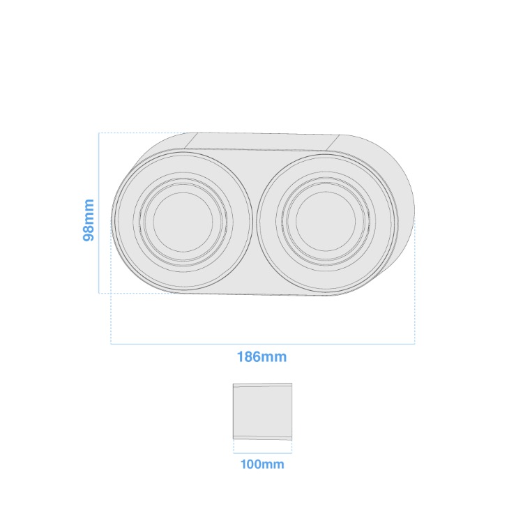 ARTEFACTO PLAFON REDONDO DICRO X2 MOVIL PVC NEGRO RANURADO