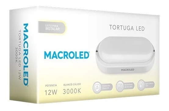 TORTUGA MACROLED OVAL MARCO BLANCO 12W - IP54 - AC100-265V - FP:0,9 - 1080 lm - BLANCO CALIDO