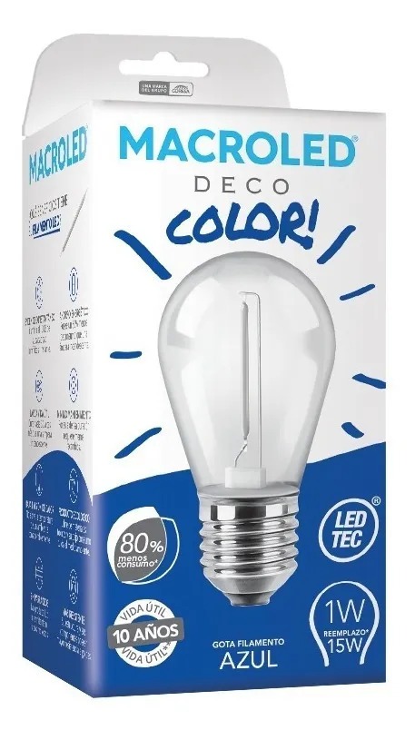 Pack x5 Lámparas Led Deco Color 1w Azul Macroled Bfs14-1a