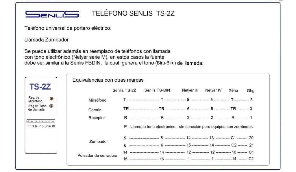 Microtelef p-portero TS2Z             SENLIS