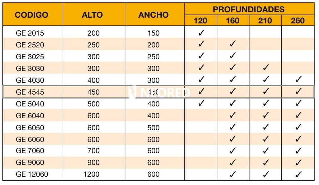 GABINETE DE SOBREPONER 450X450X210