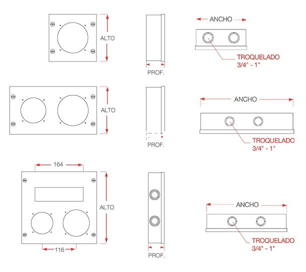 GABINETE P/TOMAS INDUSTRIALES 140X250X55 1-16A  1-32A