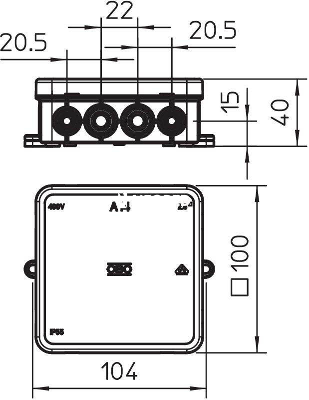 Caja paso  104x 100x 40mm PVC GRI IP55