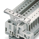 Marcador de regletas de bornes, para la señalización de regletas, altura ajustable, emplear con los soportes finales E/UK, E/NS 35 N, o CLIPFIX 35, superficie útil: 44 x 7 mm