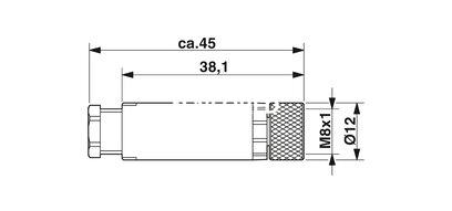 Conector, 4-polos, Hembra de conexión recto M8, codificado A, Conexión por tornillo, material de moleteado: Latón, niquelado, diámetro exterior del cable 3,5 mm ... 5 mm
