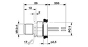 Macho de montaje incorporado para sensores/actuadores, 4 polos, M12, codificado A, montaje en paredes delanteras/montaje atornillado con rosca Pg9, posicionable, con hilo TPE de 0,5 m, 4 x 0,34 mm²