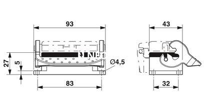 Carcasa empotrada HEAVYCON B10, con bloqueo longitudinal, altura 29 mm, con junta plana