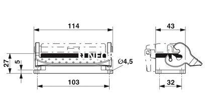 Carcasa empotrada HEAVYCON B24, con bloqueo longitudinal, altura 29 mm, con junta plana