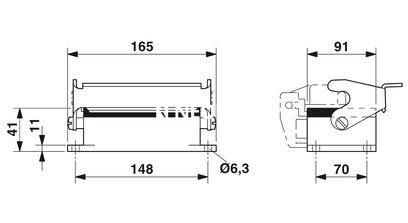 Carcasa empotrada HEAVYCON B48, con bloqueo longitudinal, altura 41 mm, con junta plana