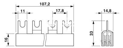 Puente para cableado para módulos con paso de conexión de 17,5 mm, trifásico, de 6 polos