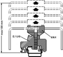 Soporte de cobertor de altura ajustable, para la sujeción encajada de cobertores (hasta 3 mm de grosor), utilizable con CLIPFIX 35 y E/UK