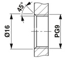 Macho de montaje incorporado para sensores/actuadores, 4 polos, M12, codificado A, montaje en paredes delanteras/montaje atornillado con rosca Pg9, posicionable, con hilo TPE de 0,5 m, 4 x 0,34 mm²