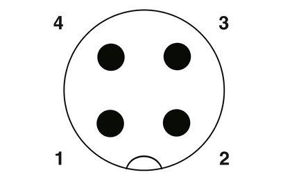 Macho de montaje incorporado para sensores/actuadores, 4 polos, M12, codificado A, montaje en paredes delanteras/montaje atornillado con rosca Pg9, posicionable, con hilo TPE de 0,5 m, 4 x 0,34 mm²
